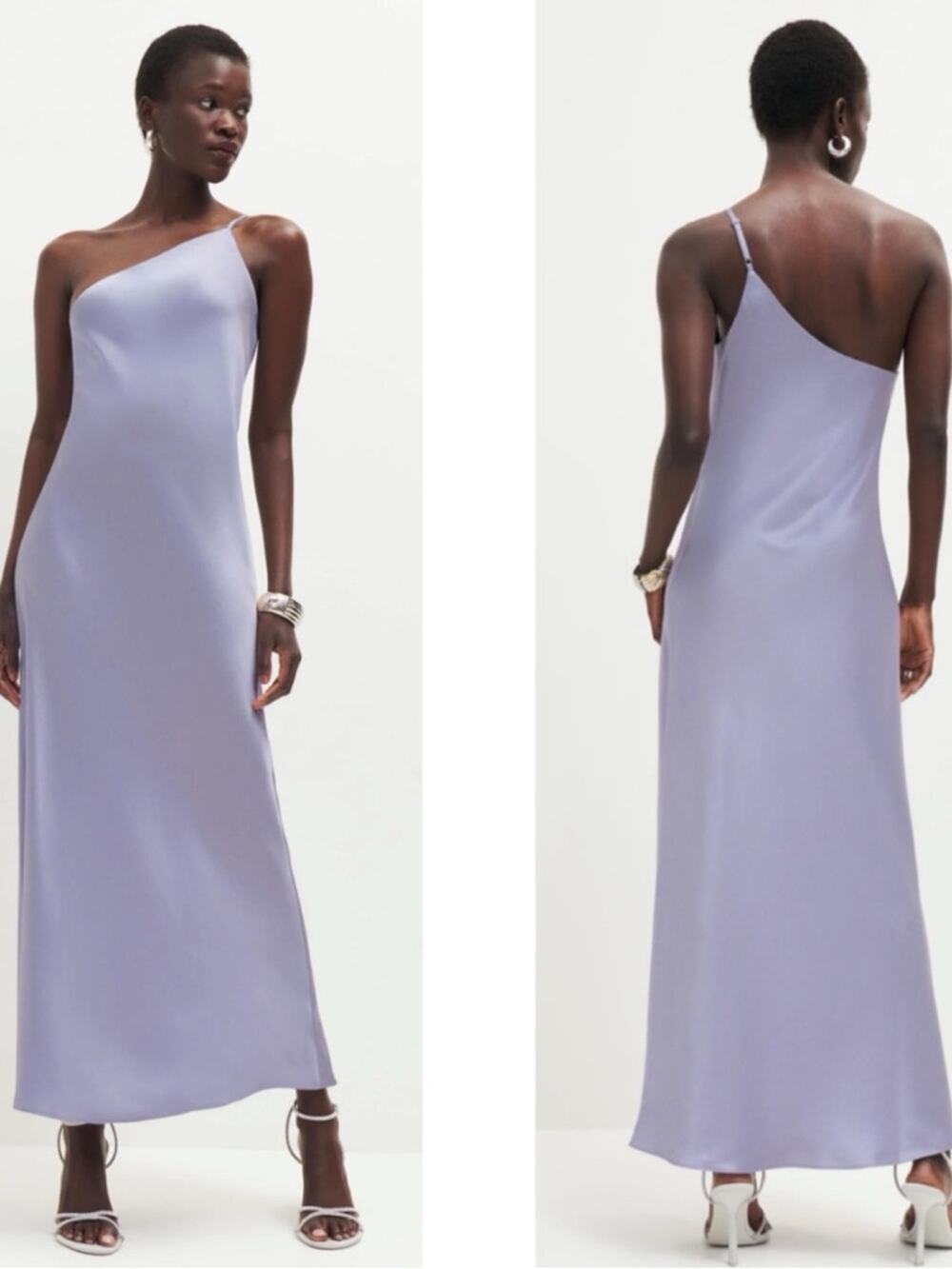 REFORMATION Olesia One Shoulder Satin Purple Maxi Dress Size 10